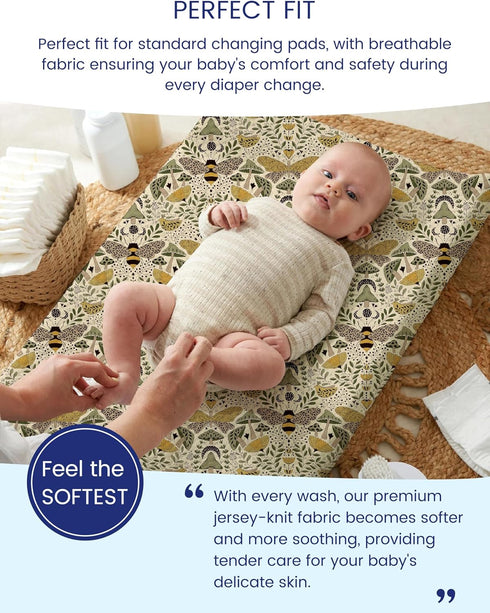 TotAha Premium Stretchy Changing Pad Cover, Buttery Soft Diaper Changing Pad Covers for Girls Boys, Super Stretchy Jersey Knit Changing Table Covers, 2 Pack