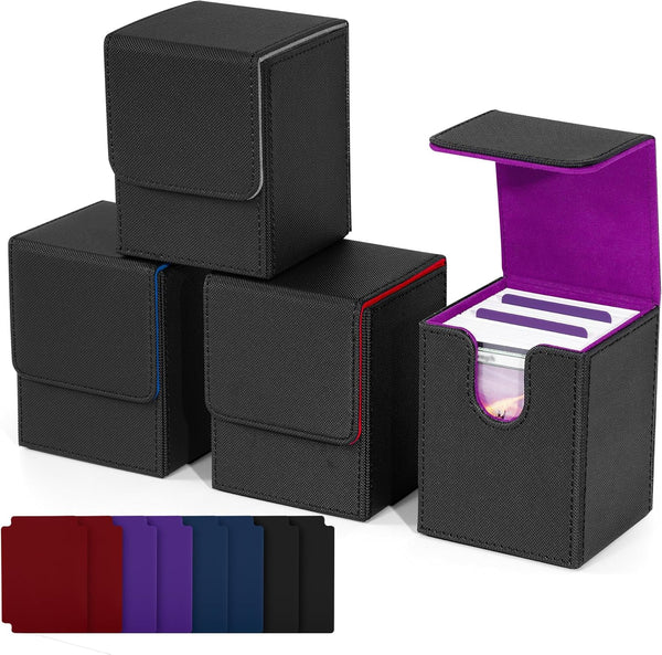 ZLCA Card Deck Box for Trading Cards,PU Leather Magnetic Card Storage Box