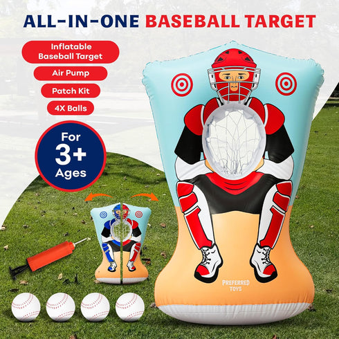 3 4 Preferred Toys Inflatable Baseball Pitching Target for Kids and Above - Double-Sided Throwing Toss Game with Soft
