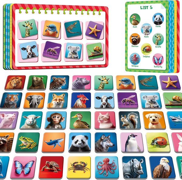 SpriteGru Magnetic Animal Matching Game, Funny Animals Learning Game, Race to Collect