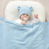 Set 100% Cozy LAWKUL Baby Blanket & Beanie Hat Organic Cotton Newborn Swaddle Beanie Soft for Infants Boy Girl Gift