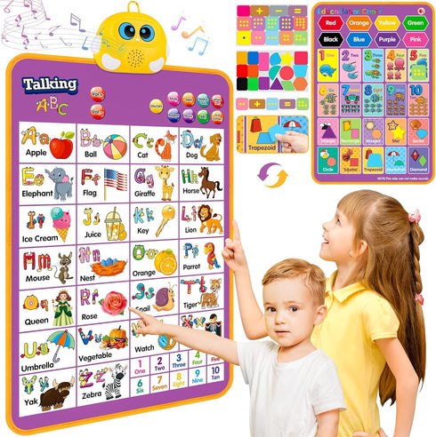 Alphabet Wall Chart, Talking ABC Music Poster, Interactive Educational Toys for Toddlers Age 1-5 - Purple