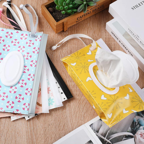 FEBSNOW 6 Pack Baby Wipes Dispenser - Portable Refillable Holder, Reusable Wipes Case for Baby Travel