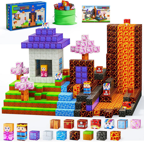 TQRAZ Magnetic Blocks - Build Magnet World Magic Portal Set, Magnetic Tiles Building