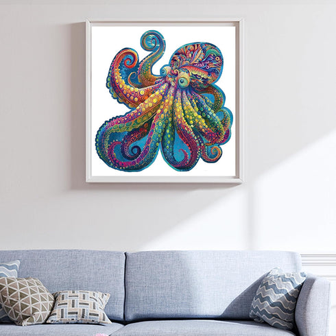 Unique Wooden Jigsaw Puzzles - Agate Octopus, 300 Pcs Medium Size, Luxurious Animal Shaped Wood Puzzle