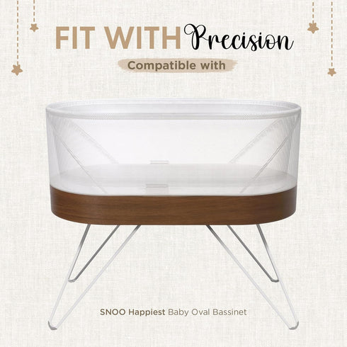 100% 30x16 (2 Pack) Bassinet Fitted Sheets - Compatible with SNOO Happiest Baby Oval Bassinet | Organic Muslin Cotton