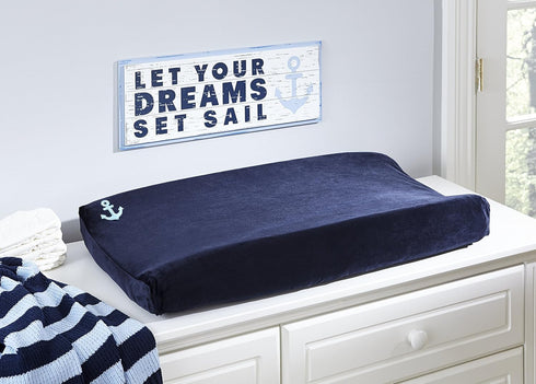 Nautica Kids Super Soft Changing Pad Cover - Navy & Light Blue Anchor Design