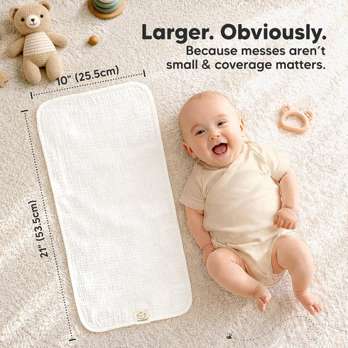 10-Pack 100% 21x10 KeaBabies Organic Muslin Burp Cloths Baby Boy, Girl Cotton Muslin Burping Cloths for Babies