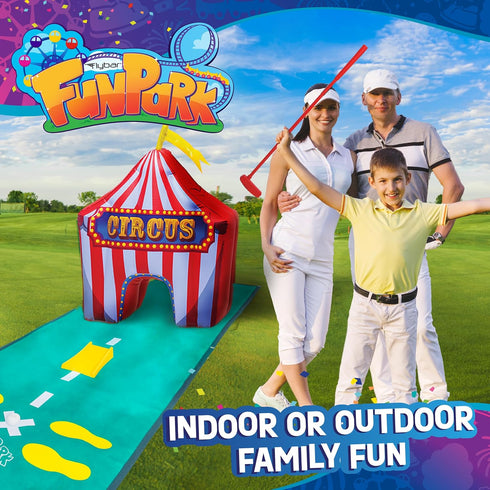 Set 13-Piece 6+ FunPark Inflatable Mini Golf Course with Adjustable Clubs, Balls, Putting Cups, Green Mats and Themed