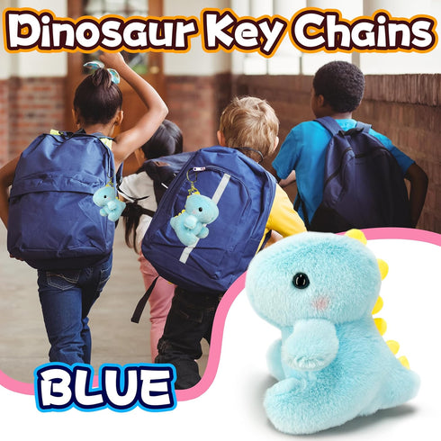 Dinosaur Stuffed Animals for Kids, Mini Plush Toys Key Chain, Cute Fat Dino Stuffed Animal for Gifts (Blue)
