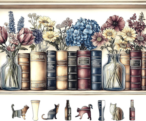 500 Piece Puzzles for Adults, Wildflower Vintage Book Collection and Flowers Jigsaw