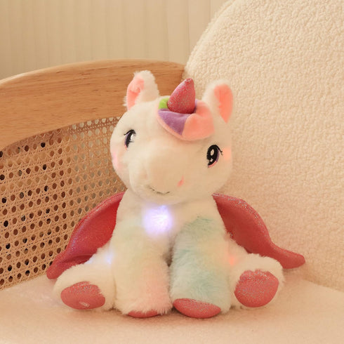 11'' Hopearl LED Musical Stuffed Unicorn Adorable Lighting Up Singing Plush Toy Adjustable Volume Lullaby Animated