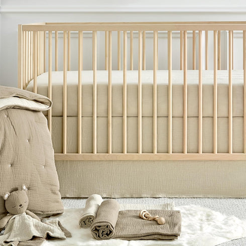 Set 100% Levtex Baby - Cloud Muslin Sheet Crib Fitted Sheet - Fits Standard Crib and Toddler Mattress - Solid - Cocoa