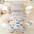 4 Set Sets Mooreeke Pieces Toddler Bedding - Soft Race Cars Toddler Comforter for Girls, Includes Quilted Comforter