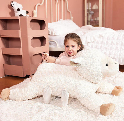 IKASA 30" Large Sheep Stuffed Animal Plush Toy, Giant Lamb Cute Jumbo Soft Fluffy Plushie, Gifts for Kids (Sheep)