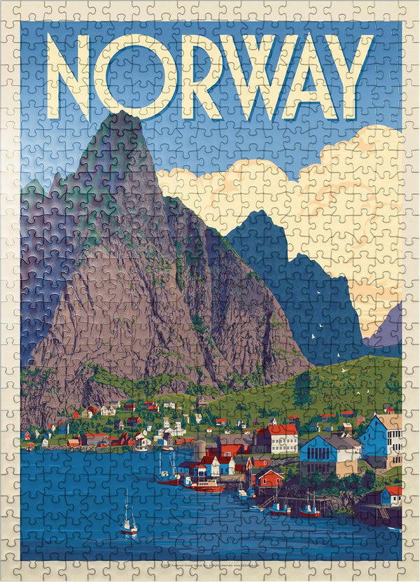 MyPuzzle Norway: Vintage Poster - Premium 500 Piece Jigsaw Puzzle for Adults, The Land of Fjords
