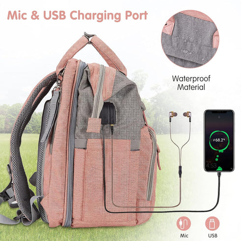 Backpack Backpack, DERJUNSTAR Diaper Bag Large Capacity Baby Diaper Bag with Changing Pad for Dad and Mom, Waterproof