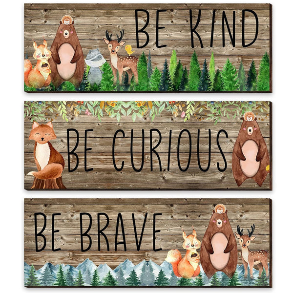 Jetec 3 Pcs Woodland Animal Nursery Decor Safari Wall Art Be Kind