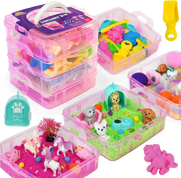 Stackable Sensory Bin, Unicorn & Pet Sensory Sand, Unicorn and Pet Sandbox