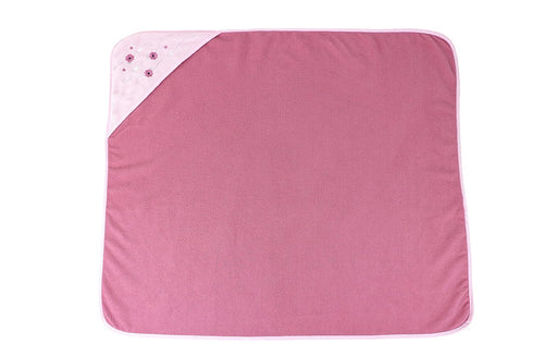 3 Pack (GS71728) Cudlie Buttons & Stitches Baby Girl Rolled/Carded Hooded Towels in Crisp Blossom Print