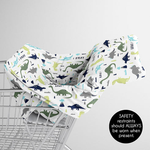 Sweet Jojo Designs Blue and Green Dinosaur Boy Infant Baby Car Seat Cover Nursing Breastfeeding Shopping Cart Stroller