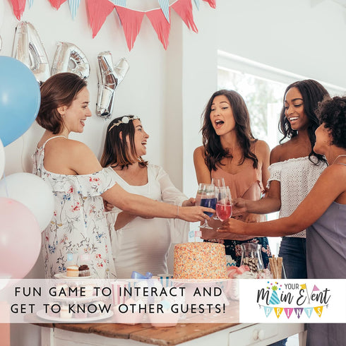 Eucalyptus Baby Shower Family Feud Game Set - Your Main Event Prints, 50 Question Cards, Fun Group Activity