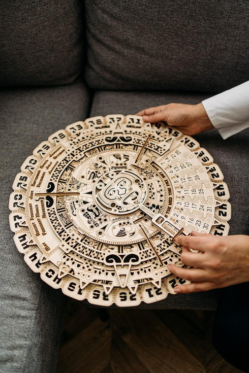 Wood Trick Mayan Wall Calendar, 3D Wooden Puzzles for Adults and Kids to Build, 16" Wooden Model Kit