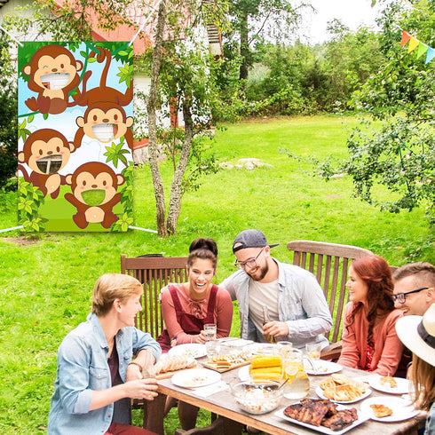 Blulu Jungle Safari Animals Bean Bag Toss Games - 3 Bean Bags, Safari Theme Party Games Decoration for Family Fun