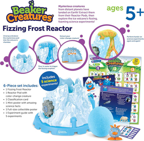 Learning Resources Beaker Creatures Fizzing Frost Reactor - 6 Pieces, Volcano Science Kit for Kids