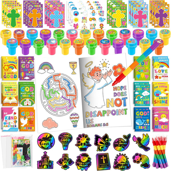 BenLouis Bible Party Favors Christian Inspirational Verses Coloring Set Gift Prizes Bulk