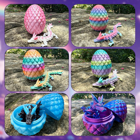 CHolic 12PCS 3D Printed Dragon Eggs with Dragon Inside, Mini Dinosaur Eggs Articulated Crystal Animal Fidget Toy
