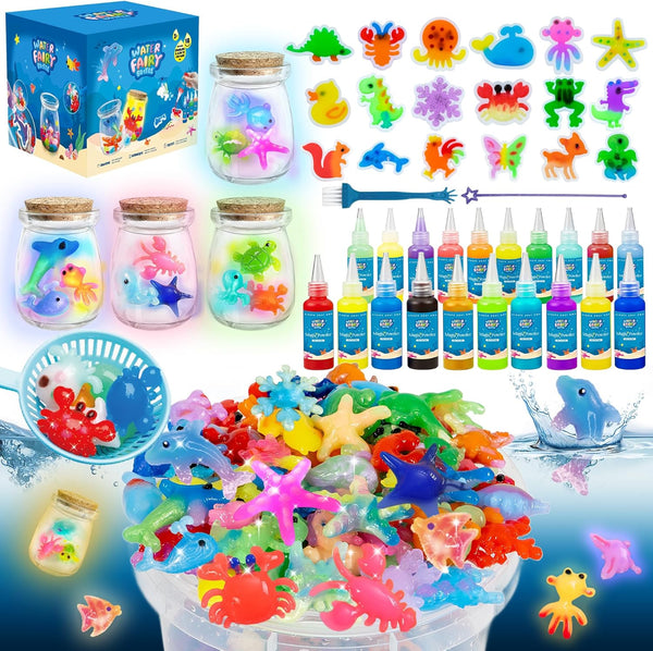 116PCS Magic Glow-in-The-Dark Gel Water Fairy Toy, Aqua DIY Elf Set with