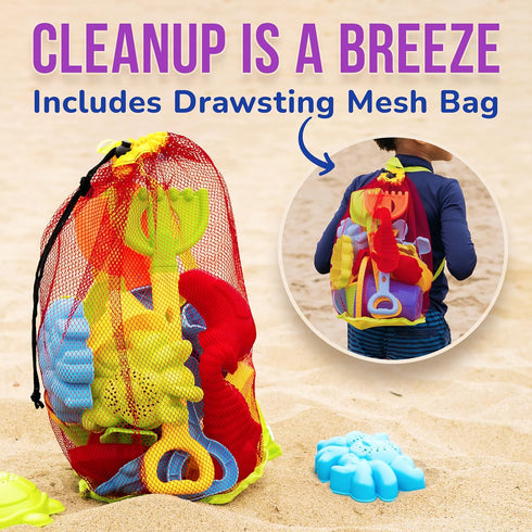 3-10 18pc 4 10 Click N' Play Beach Toys for Kids - Sand Toys Including Sand Buckets for Kids with Sifter, Watering Can