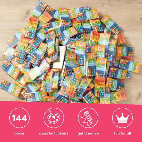 144-Pack (576 4-Pack THE TWIDDLERS Mini Crayons in Bulk Total) - Crayon Boxes for Kids Party Favors, Restaurant