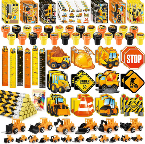 BenLouis 96Pcs Construction Party Favors Excavator Tractor Theme School Stationery Set Bulk