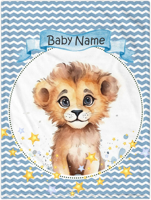 Novusopt Personalized Baby Blanket Lion Baby Blanket Name Blanket Custom Baby Blankets for