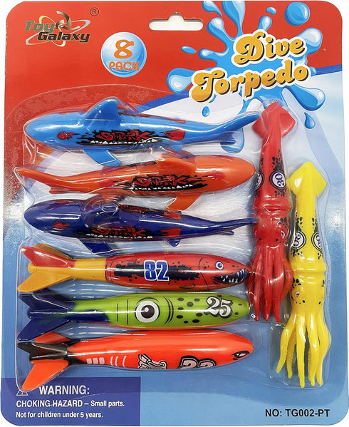 Haktoys Pool Diving Torpedo Toys, Underwater Sinking Torpedoes Set for Indoor and Outdoor Swimming Activity