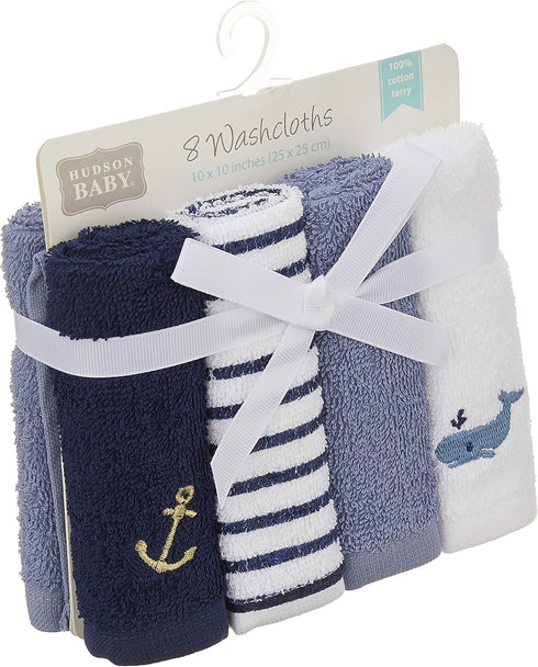 Set, Hudson Baby Unisex Cotton Washcloths Anchor Design, One Size