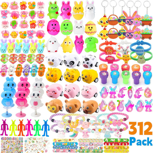 Fumogym 312PCS Easter Egg Fillers for Kids Boys Girls Basket Stuffers Party Favors Easter Toy Gifts Egg Hunt Party