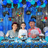 Blue Black Video Game Party Decorations, Happy Birthday Banner, Hanging Swirls, Balloons, Tablecloth Kit