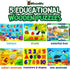 WOOODLIFY 5 Pack 1-3 2-4 Wooden Puzzles for Toddlers - Colorful Chunky Wooden Peg Puzzles - Educational Learning