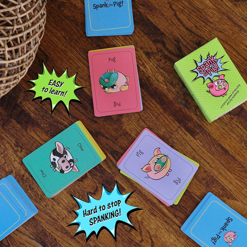 Spank The Pig!, Hilarious & Fun Family Card Game for Kids, Teens & Adults, Funny Fast Paced Games for 2-7 Players