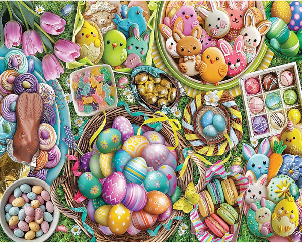 White Mountain 1000 Piece Jigsaw Puzzle Easter Holiday Collage Puzzles with Large