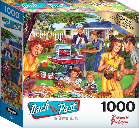 RoseArt - Back to The Past - Backyard BBQ - 1000 Piece Jigsaw Puzzle for Adults