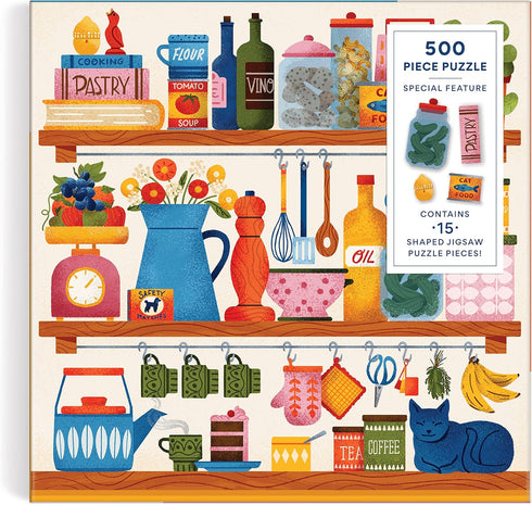 Kitchen Essentials 500 Piece Puzzle with Shaped Pieces, 20” x 20” Jigsaw Puzzle with Beautiful Artwork