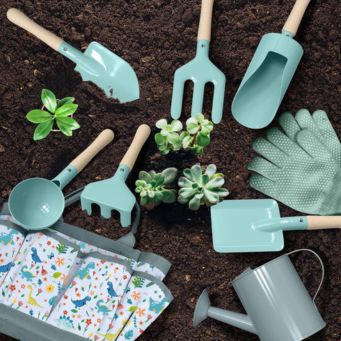 Set 14Pcs Kids Gardening Gardening Tools for Kids with Tote Bag,Watering Can, Shovel, Apron, Garden Book and More