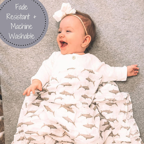 100% 3 Pack LollyBanks Swaddle Blanket | Muslin Cotton | Newborn and Baby Nursery Essentials for Boys, Registry | Ocean