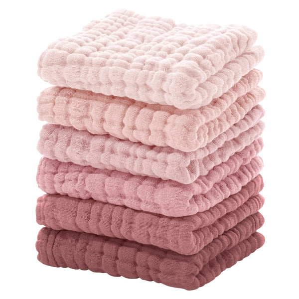 Looxii Muslin Baby Washcloths 6 Pack, 100% Cotton Baby Wash Cloths for
