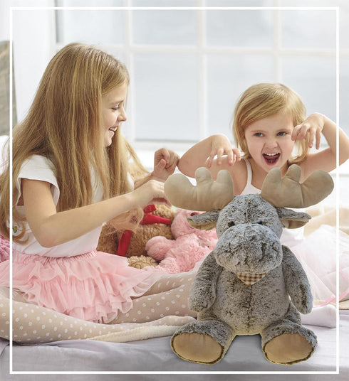 DolliBu Plush Moose Stuffed Animal Pillow - Super Soft Animal Pillow for Kids, Cozy Nap Buddy, 18 Inch
