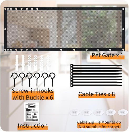 6 (120'' 30'') NWK Magic Dog Gate for Stairs Pet Gate for The House Providing a Safe Enclosure for Pets to Play